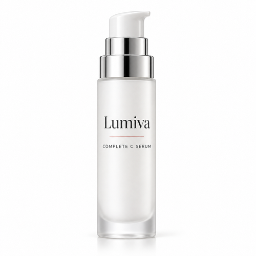 Lumiva Complete C Serum product bottle on white